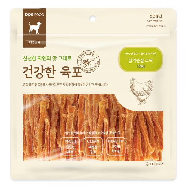 건강한육포 닭가슴살스틱 300g 강아지간식