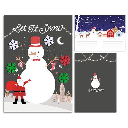 [만들기]크리스마스 눈사람 부직포 눈꽃 카드 만들기